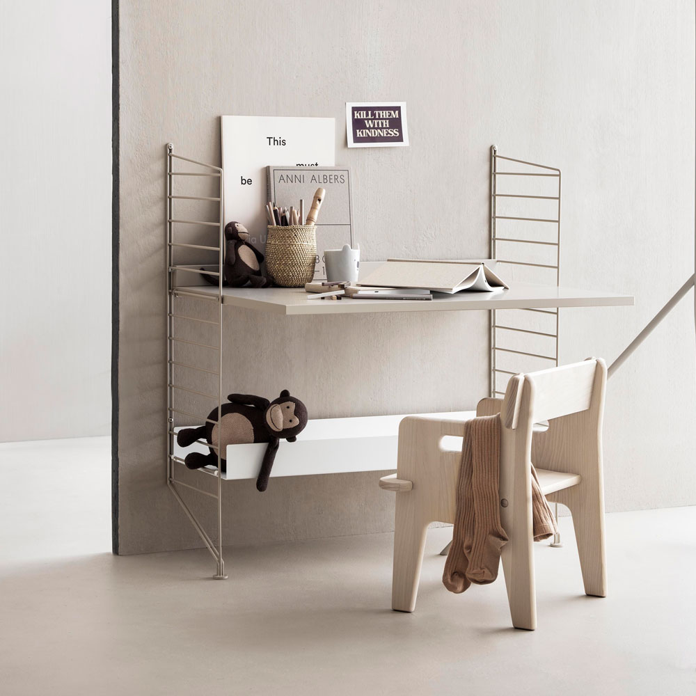 Bureau mural évolutif 80 x 85 cm - Beige - String Furniture