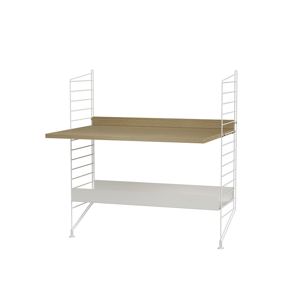 Bureau mural évolutif 80 x 85 cm - Chêne/Blanc - String Furniture