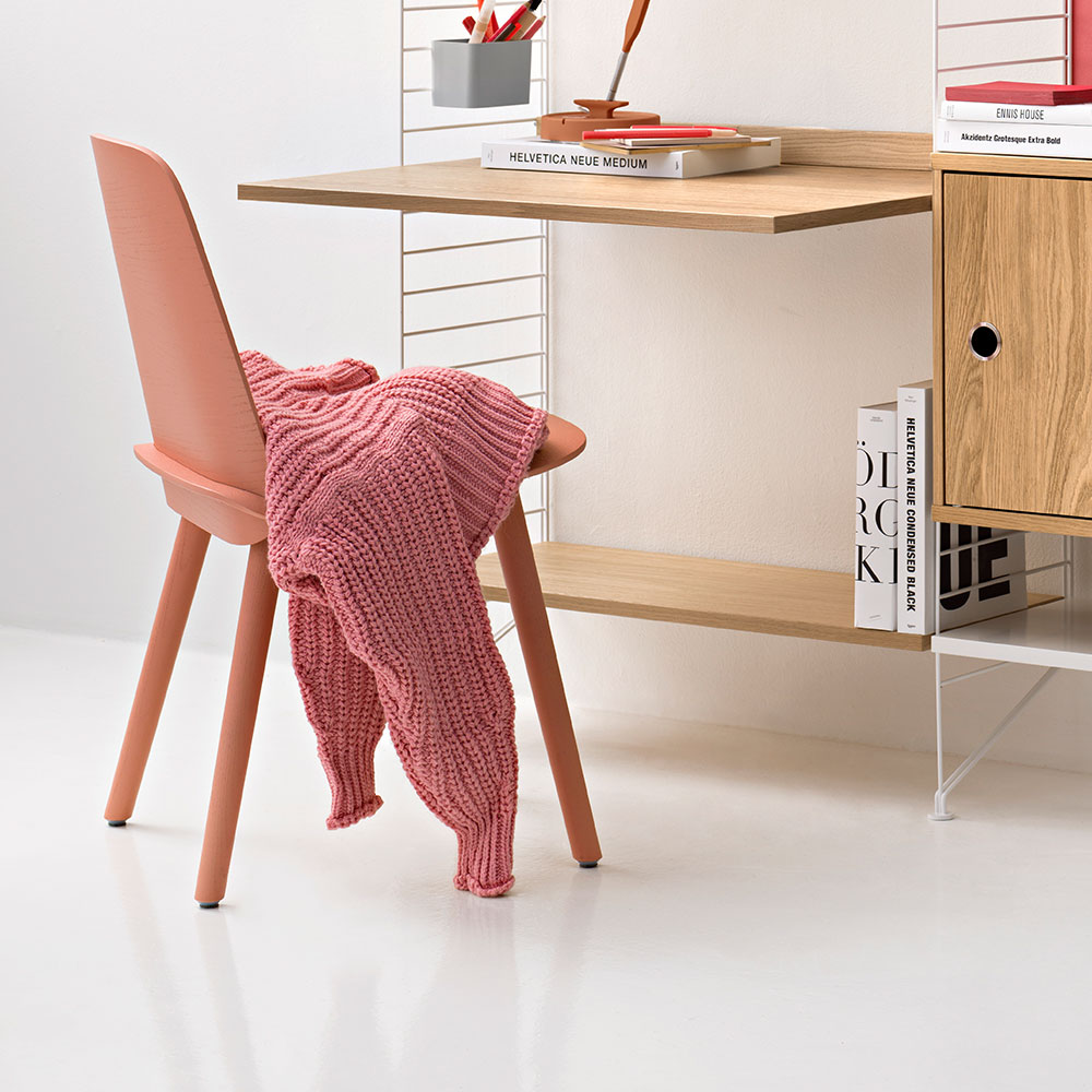 Bureau mural évolutif 80 x 85 cm - Chêne/Blanc - String Furniture