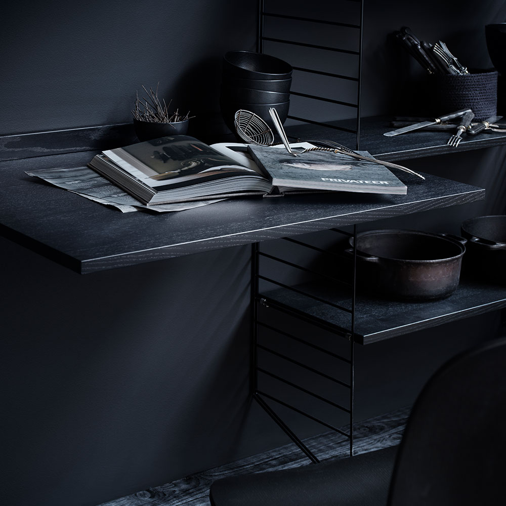 Bureau mural évolutif 80 x 85 cm - Noir - String Furniture