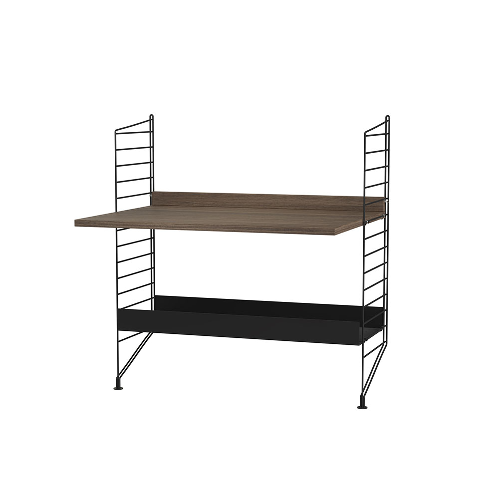 Bureau mural évolutif 80 x 85 cm - Noyer/Noir - String Furniture