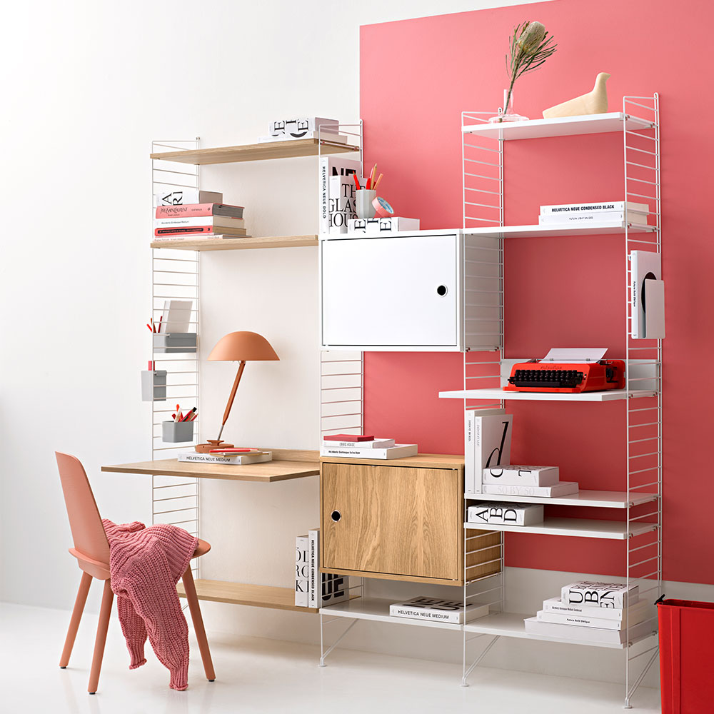Bureau mural évolutif - Chêne/Blanc - String Furniture