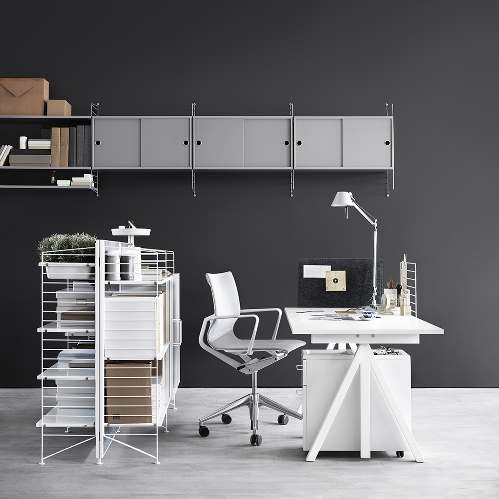 Caisson 2 portes coulissantes 78 cm - Gris String Furniture