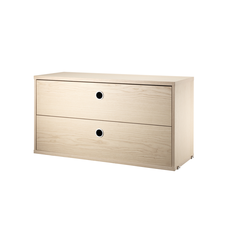 Caisson 2 tiroirs 78 x 30 cm - Frêne - String Furniture