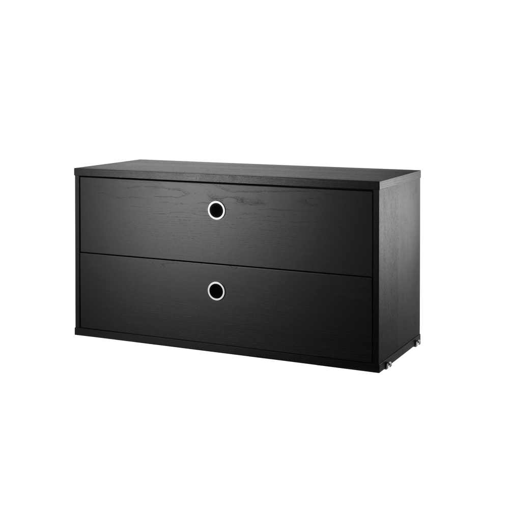 Caisson 2 tiroirs 78 x 30 cm - Noir - String Furniture