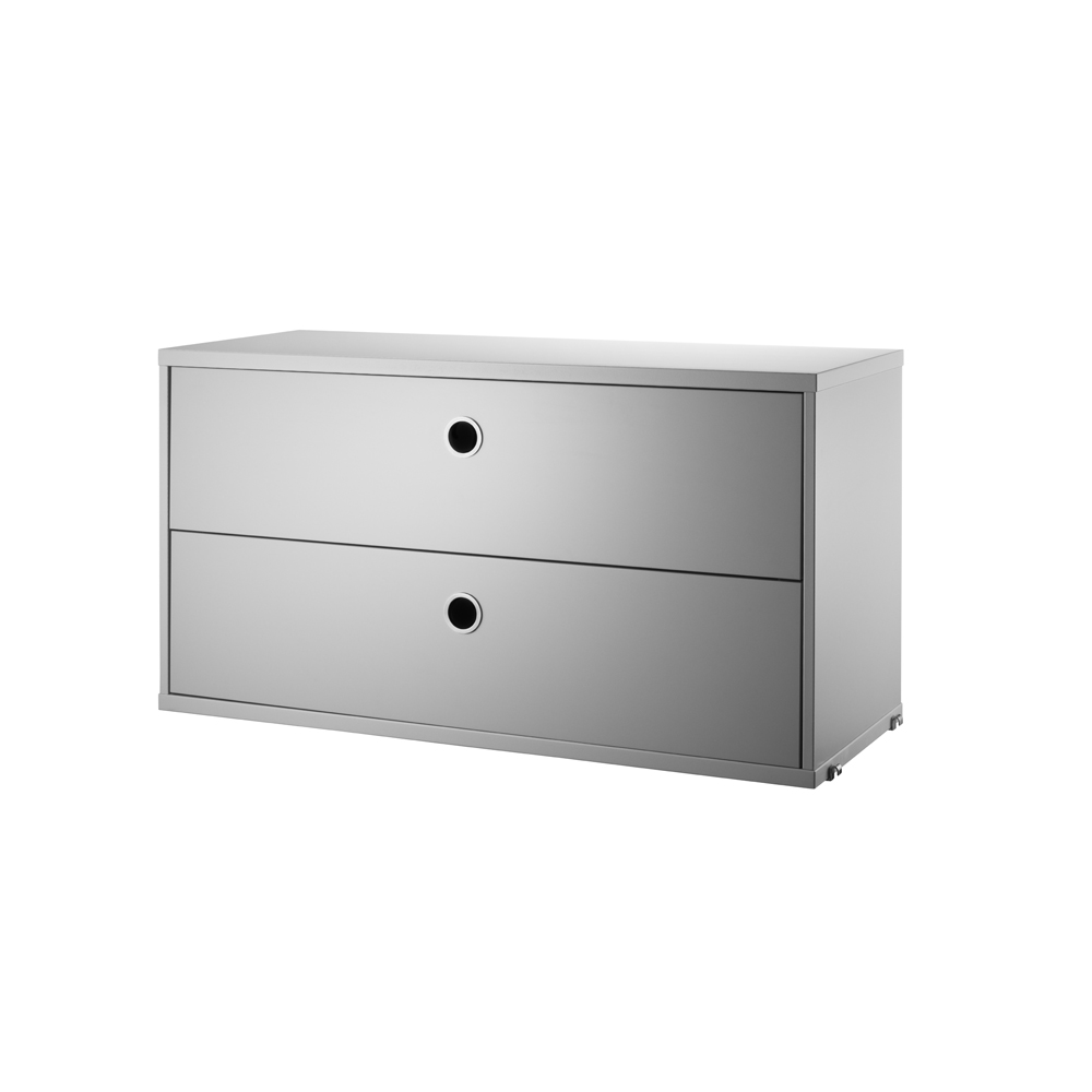 Caisson 2 tiroirs 78 x 30 cm - Gris - String Furniture