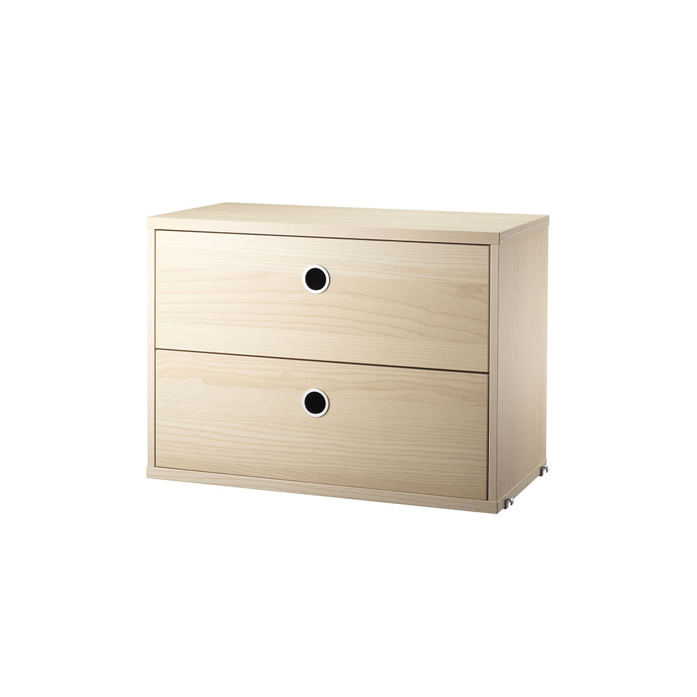 Caisson 2 tiroirs 58 x 30 cm - Frêne - String Furniture