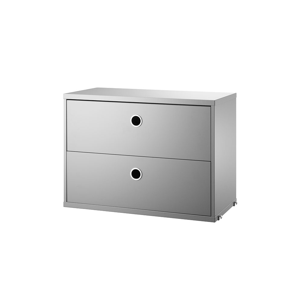 Caisson 2 tiroirs 58 x 30 cm - Gris - String Furniture
