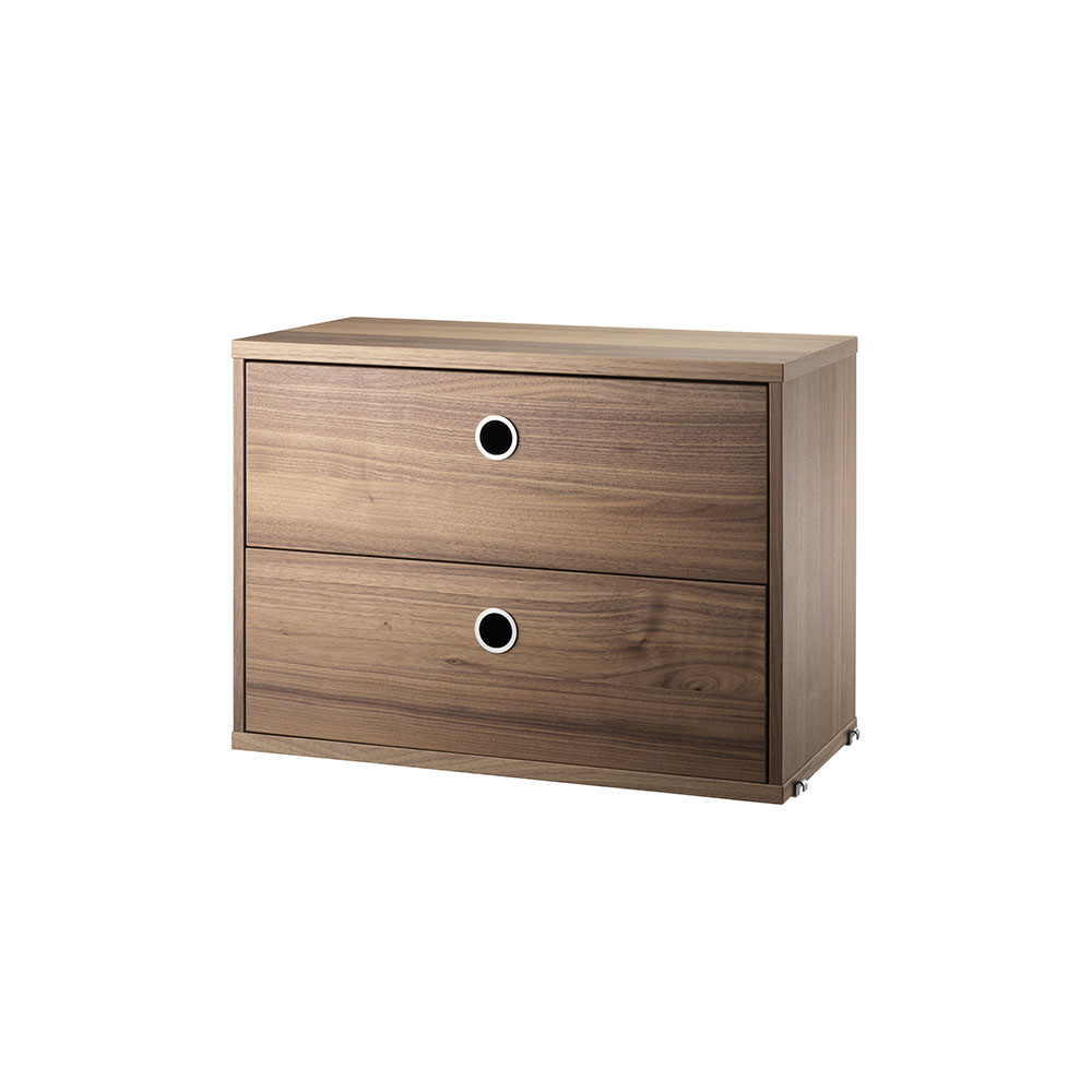 Caisson 2 tiroirs 58 x 30 cm - Noyer - String Furniture