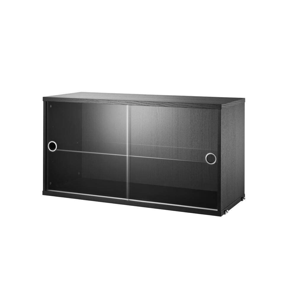 Caisson 2 portes vitrées coulissantes - Noir - String Furniture