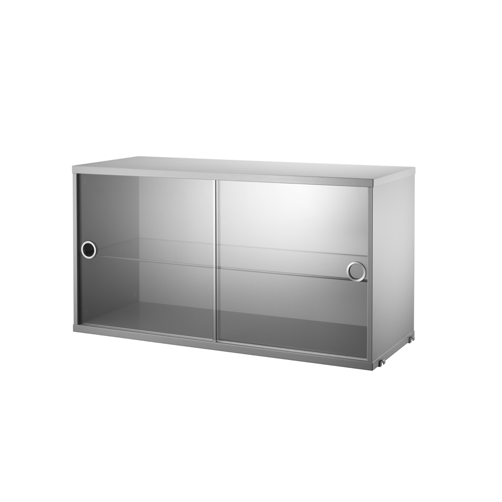 Caisson 2 portes vitrées coulissantes - Gris - String Furniture
