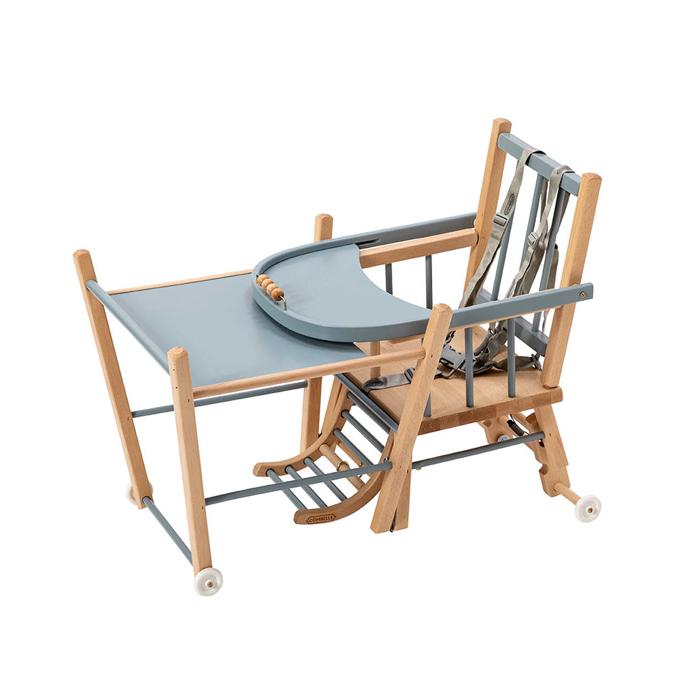 Chaise Haute transformable Marcel - Bleu gris Combelle