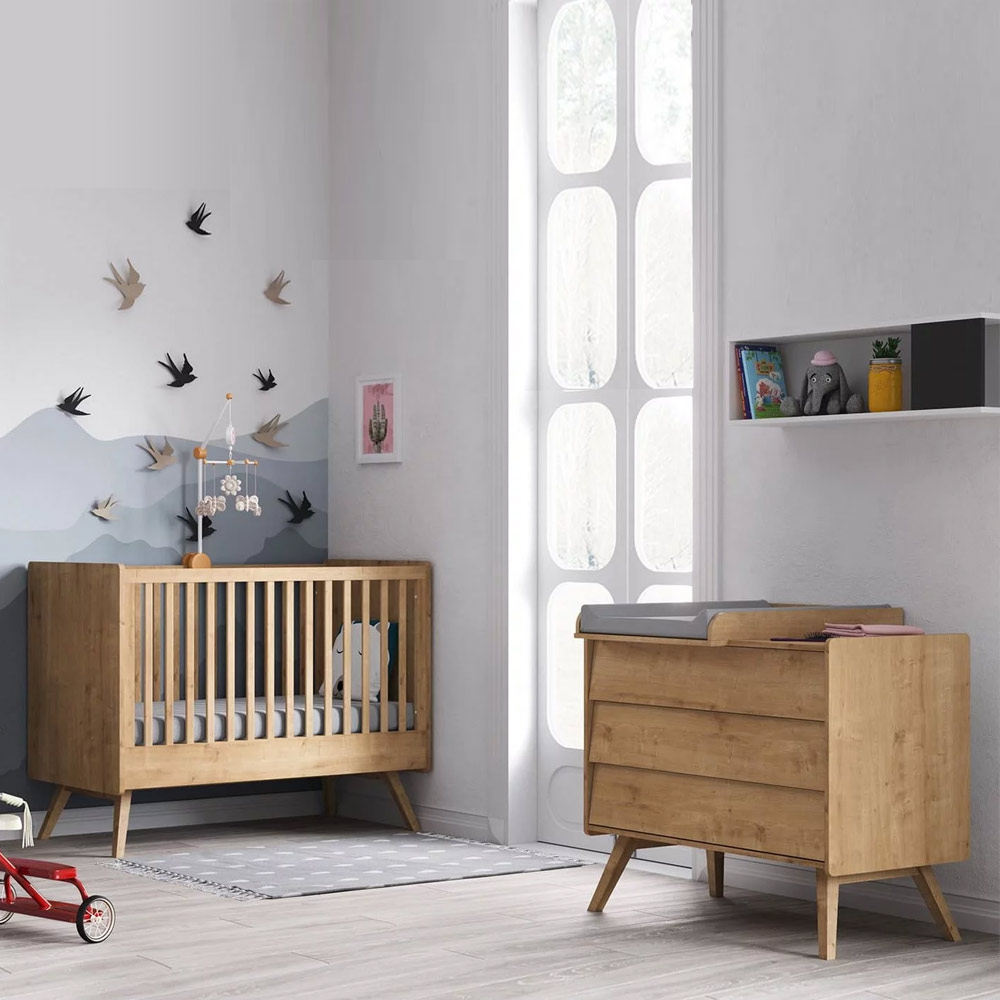 Chambre Bébé Complète évolutive Vintage Duo - Chêne Théo