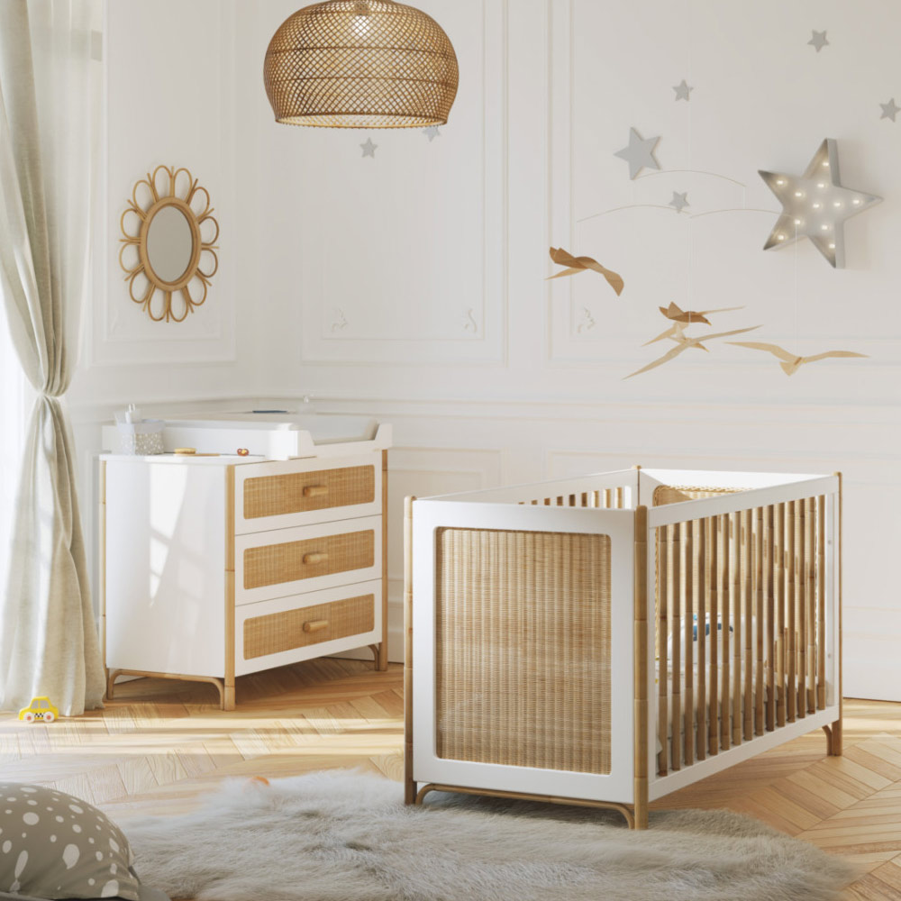 Chambre Bébé Complète Océania Duo Commode à langer - Blanc Théo