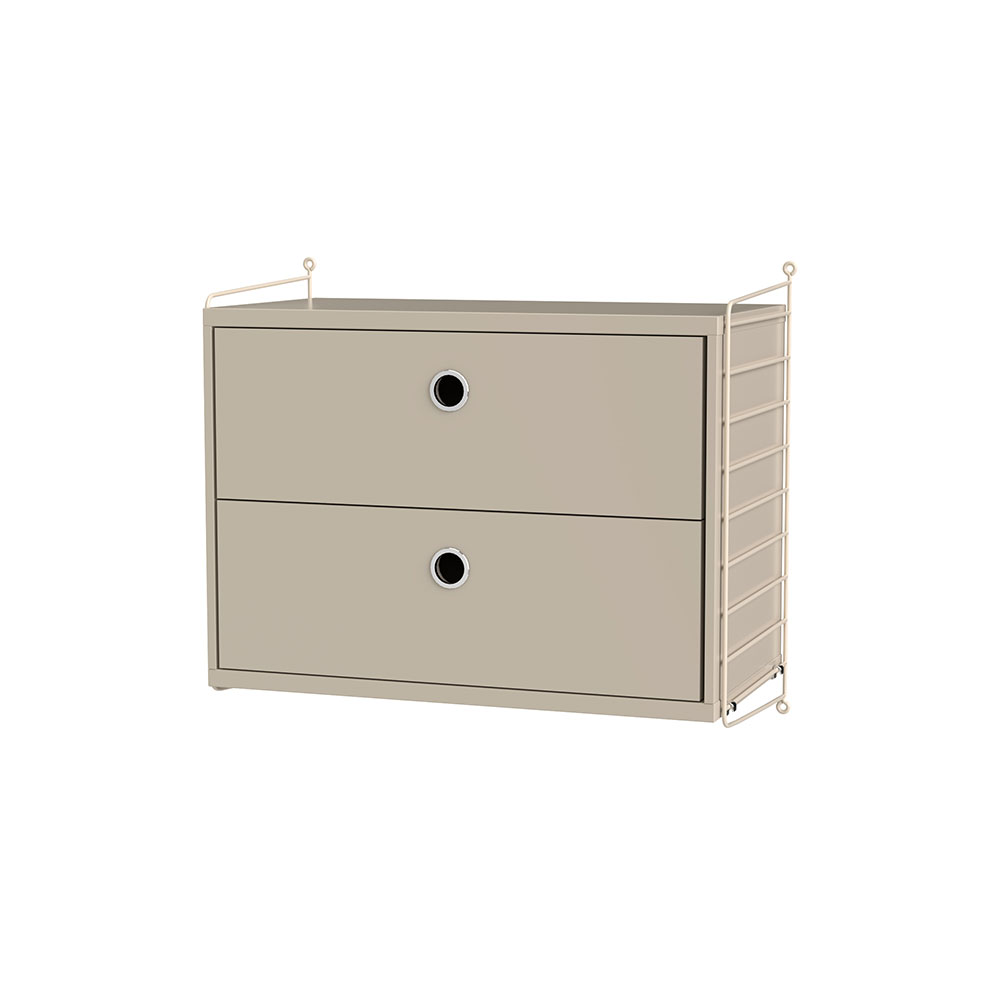 Chevet mural 2 tiroirs - Beige - String Furniture