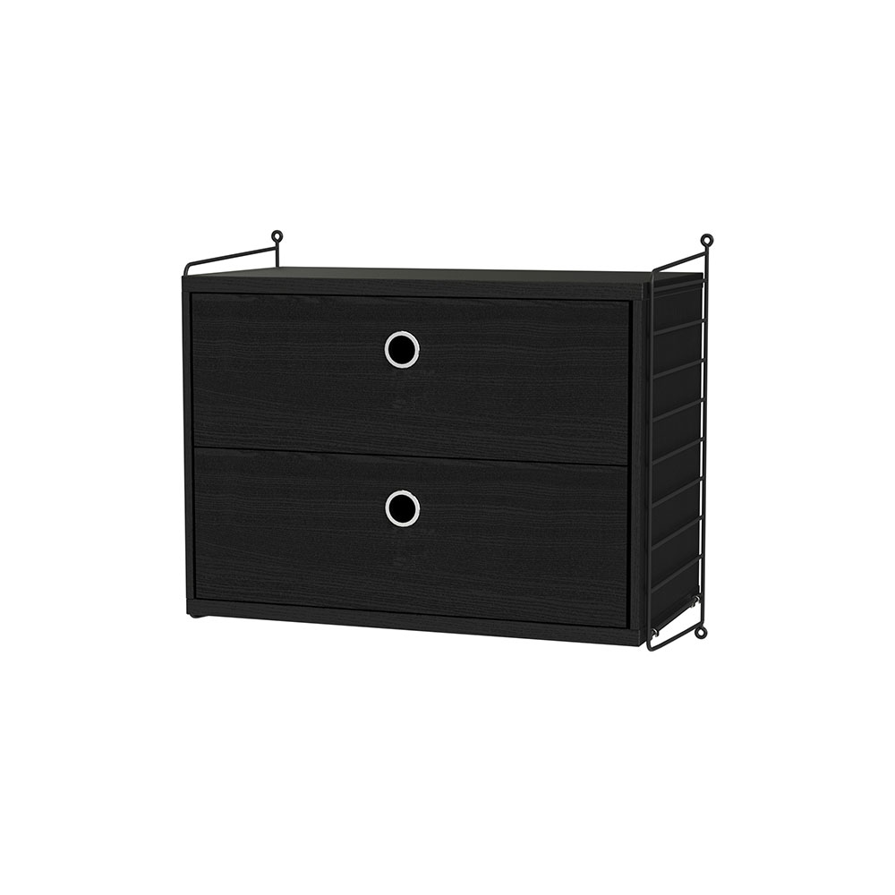 Chevet mural 2 tiroirs - Noir - String Furniture