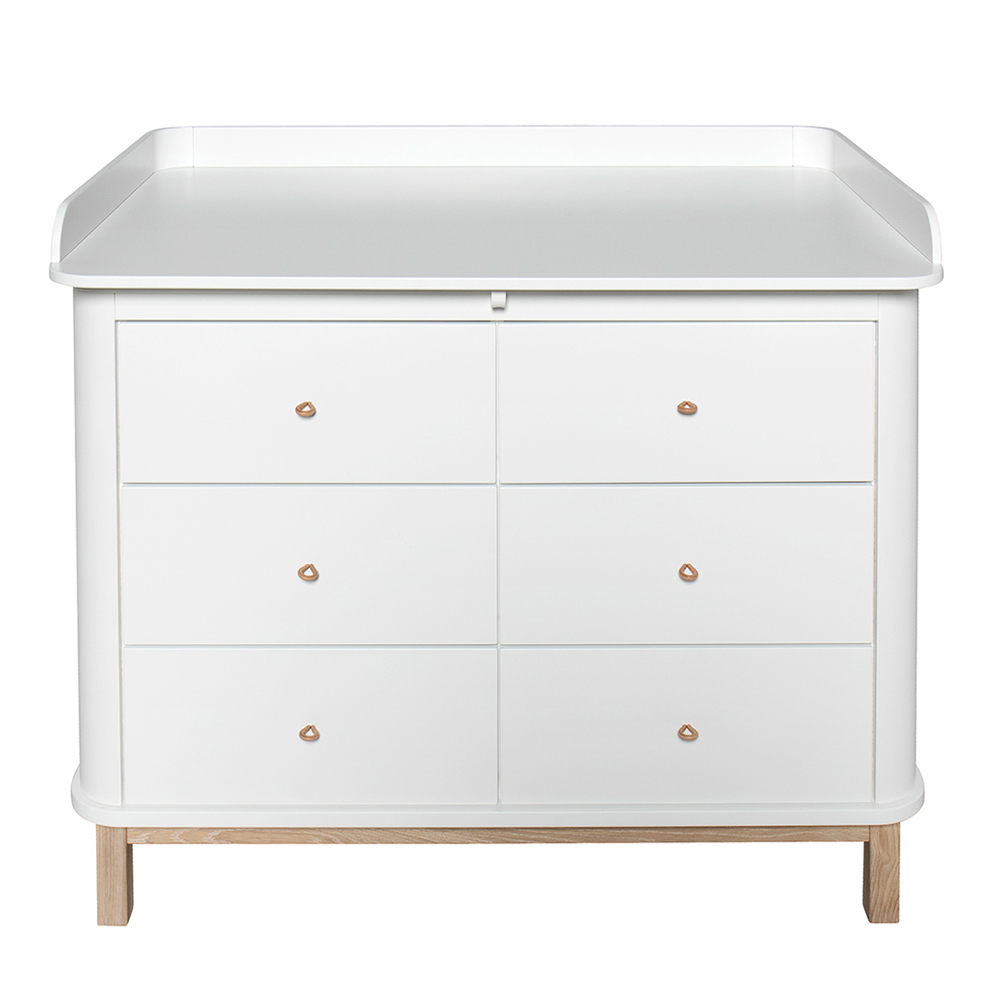 Commode avec grand plan à langer Wood - Chêne / Blanc - Oliver Furniture