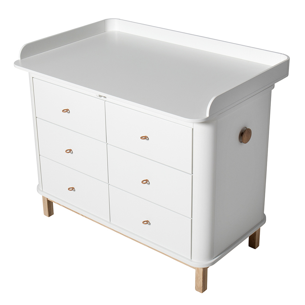 Commode avec grand plan à langer Wood - Chêne / Blanc - Oliver Furniture