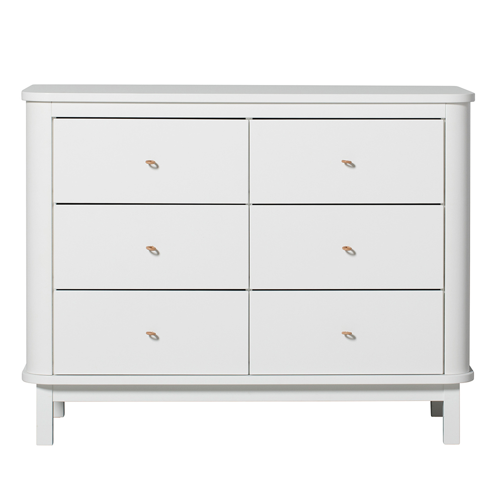 Commode 6 tiroirs Wood - Blanc - Oliver Furniture