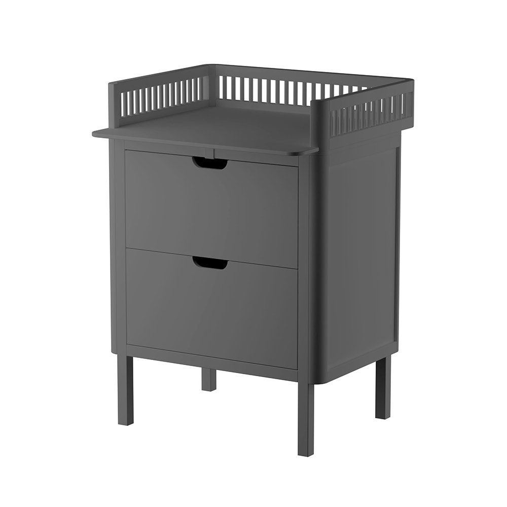 Commode à langer 2 tiroirs - Gris - Sebra