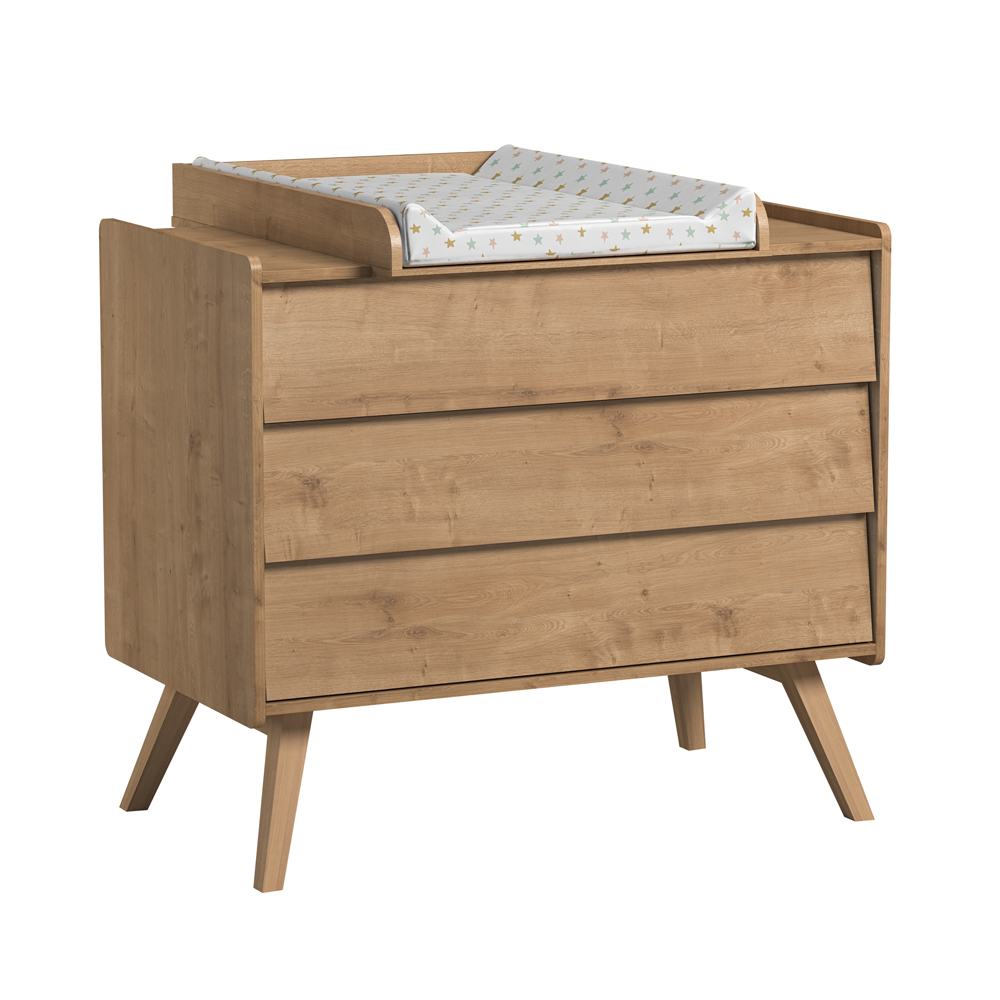 Commode 3 tiroirs à langer Vintage - Chêne - Vox