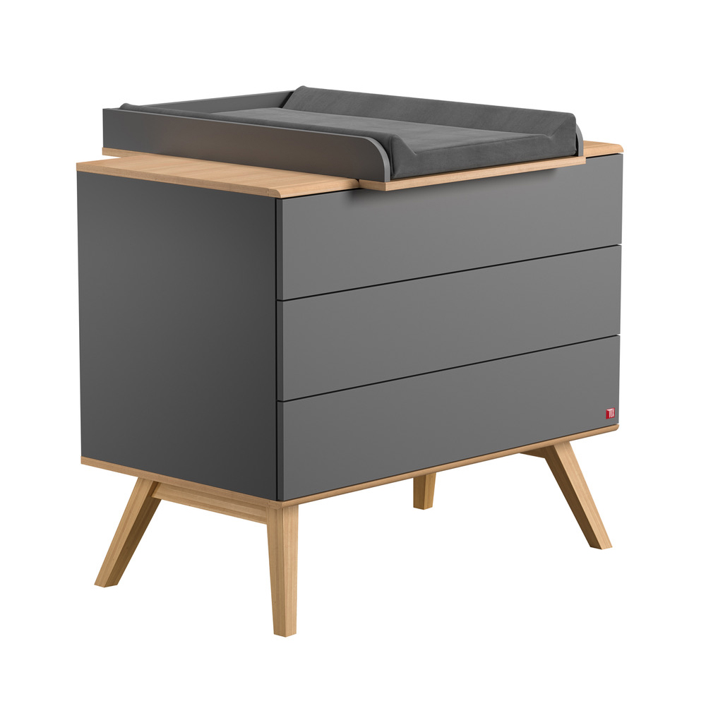 Commode à langer Nature - Gris anthracite - Vox