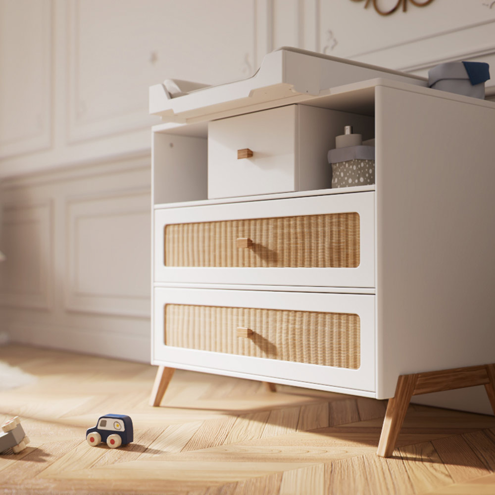 Commode cèdre et rotin Marélia - Blanc Théo