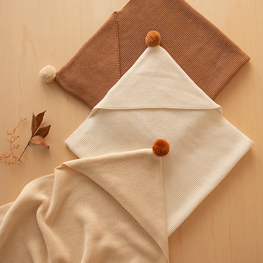 Plaid Cape en tricot So Natural - Ecru - Nobodinoz