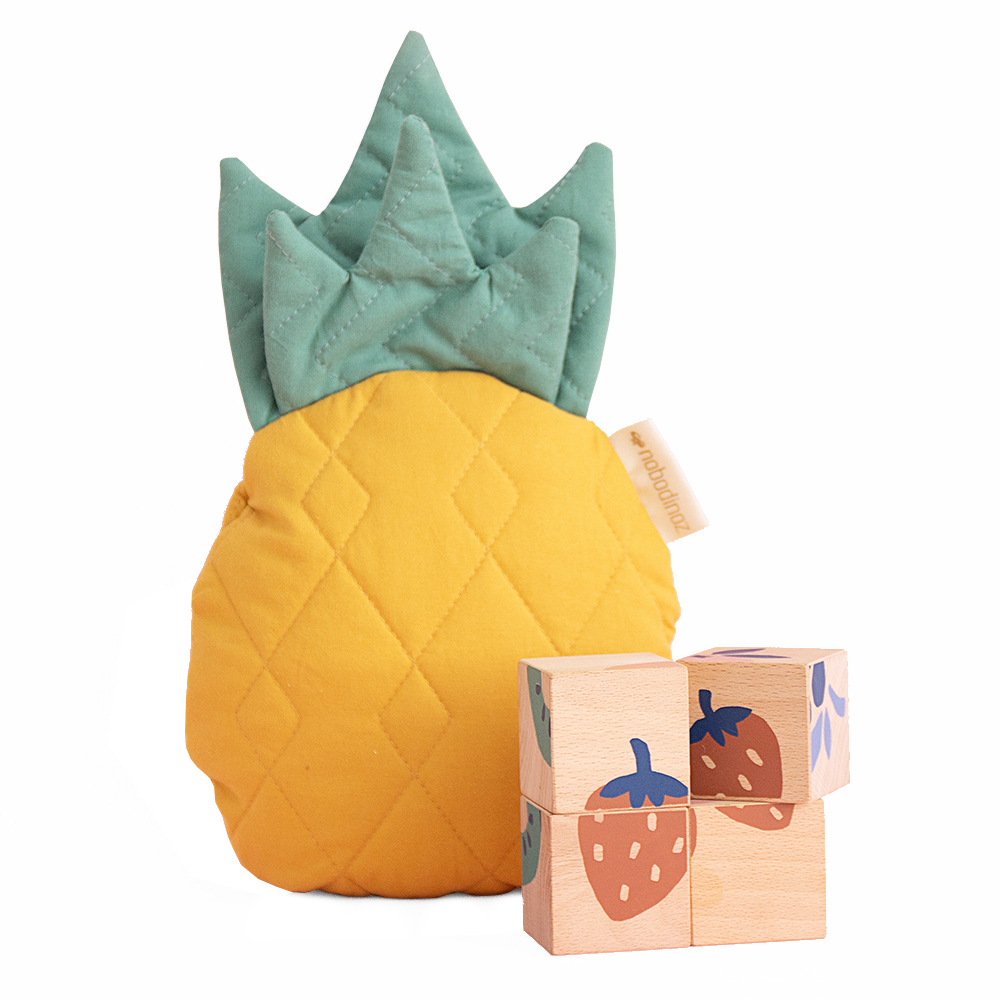 4 cubes en bois Fruits - Nobodinoz