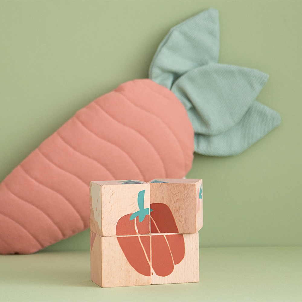 4 cubes en bois Légumes Nobodinoz
