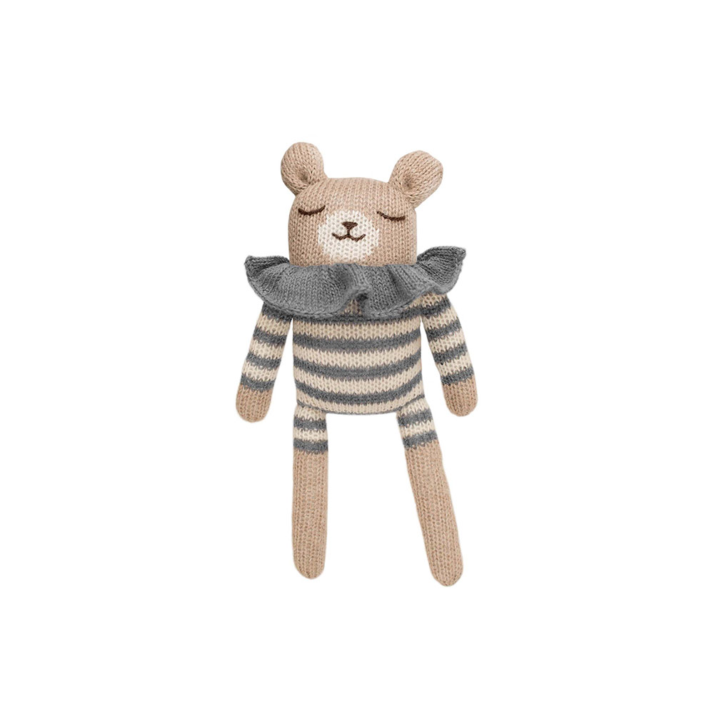 Doudou Ourson en Combinaison rayée - Denim - Main Sauvage