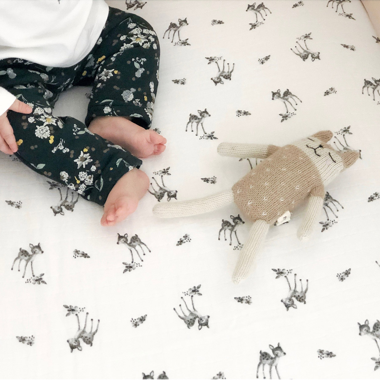 Drap housse Olivia Faon - Ecru Rose in April