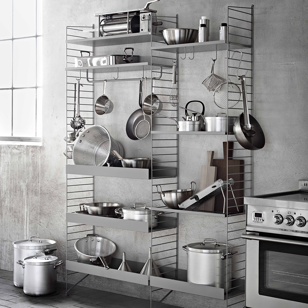 Etagère en métal grands rebords - Gris String Furniture