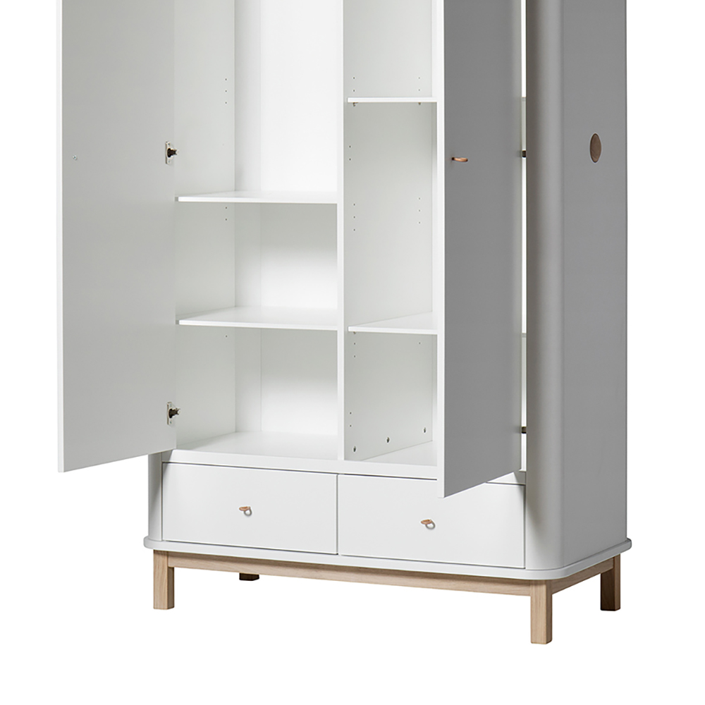 2 tablettes supplémentaires pour armoire Wood - Blanc - Oliver Furniture