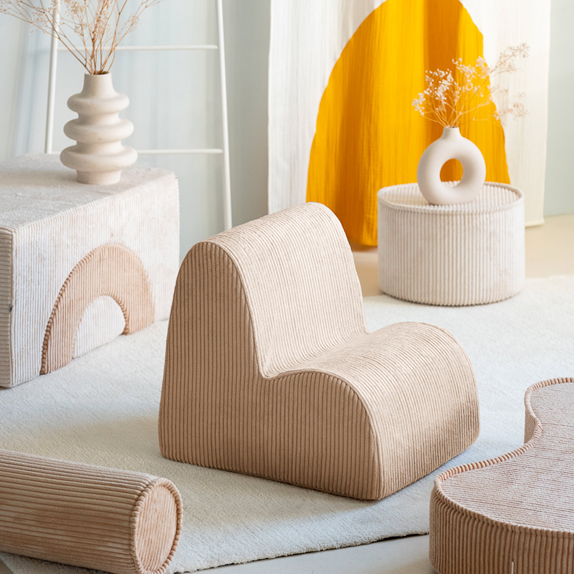 Fauteuil Cloud en velours côtelé - Beige Wigiwama