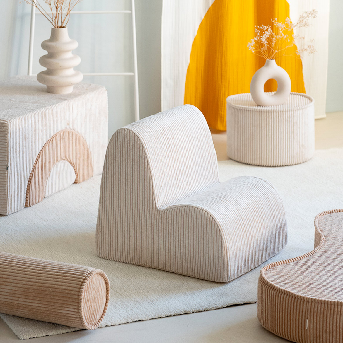 Fauteuil Cloud en velours côtelé - Ecru Wigiwama