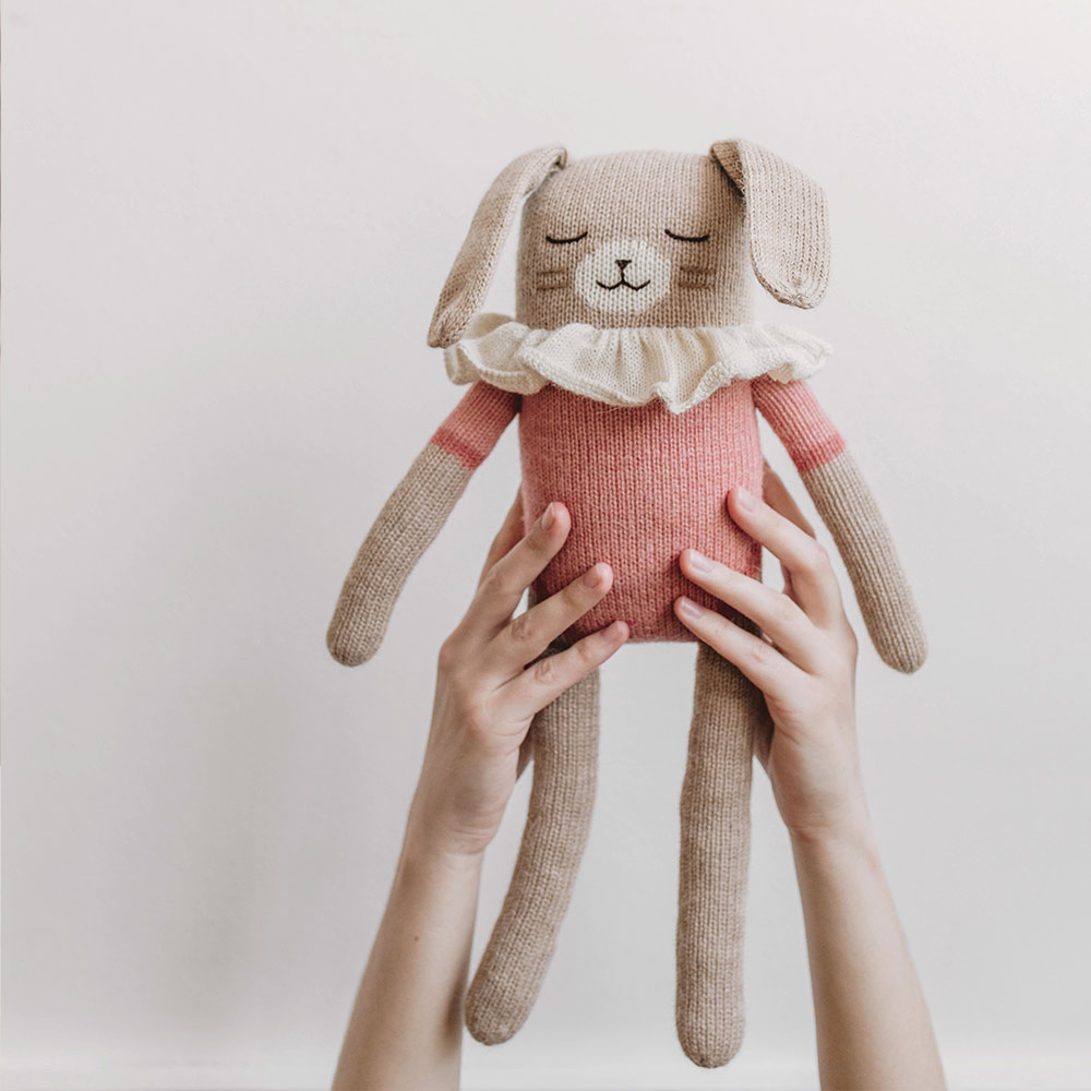 Grand doudou Lapin Maillot - Rose - Main Sauvage