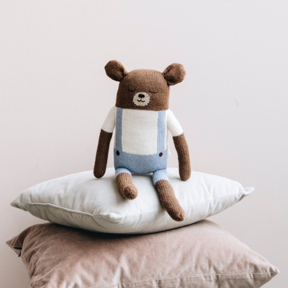 Grand doudou Ours - Bleu - Main Sauvage