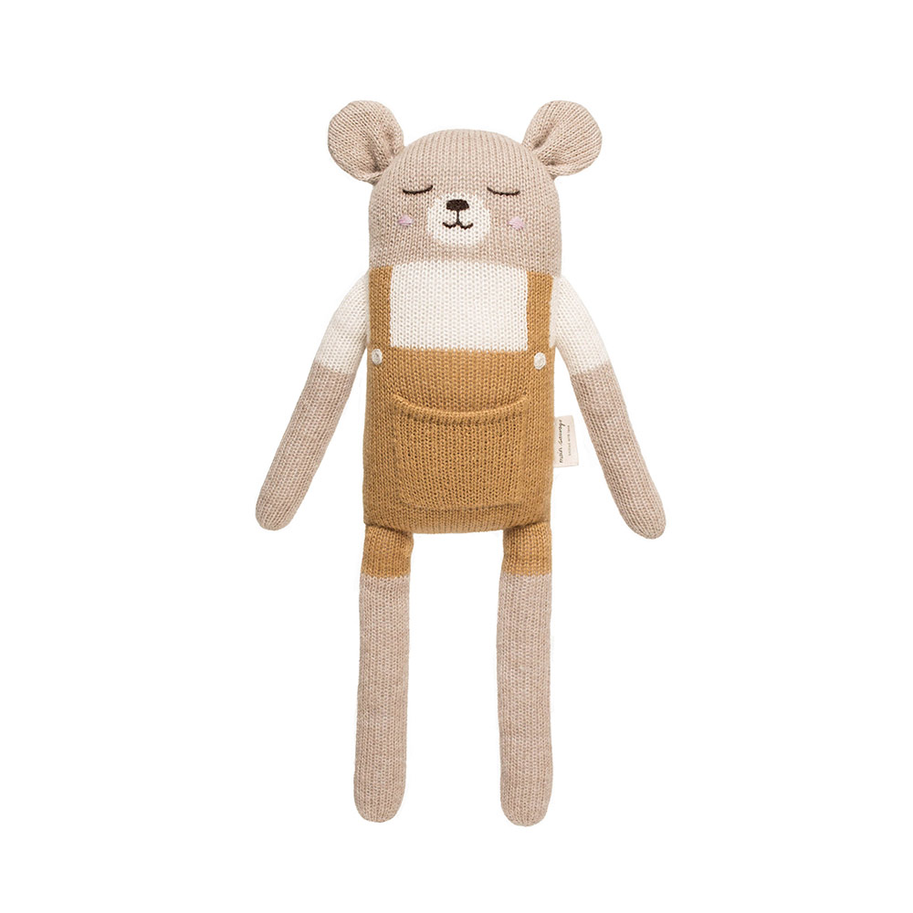 Grand doudou Ours - Moutarde - Main Sauvage