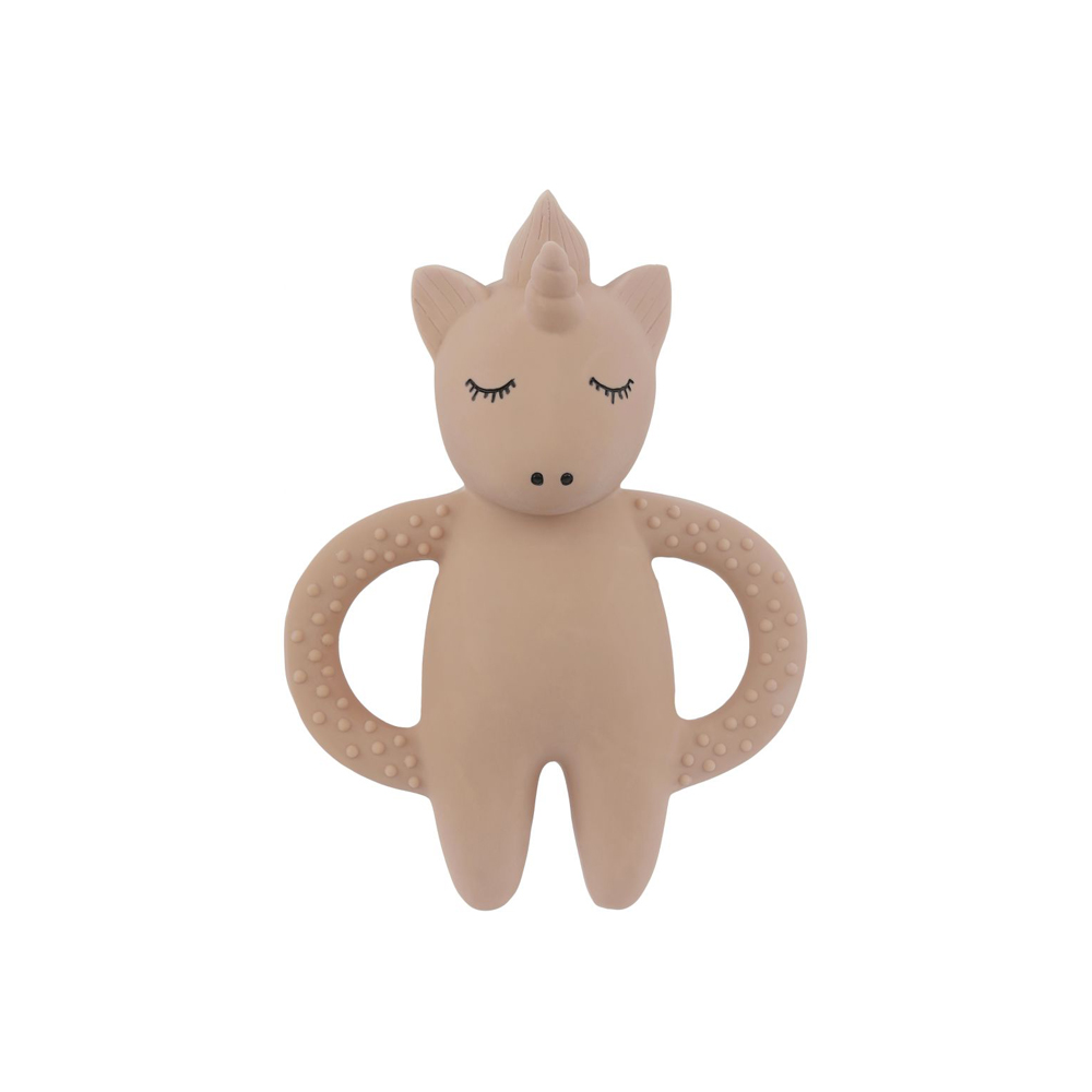 Anneau hochet de dentition Licorne - Rose - Konges Slojd