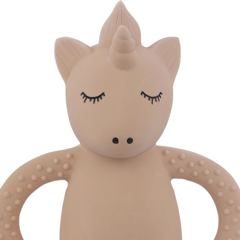 Anneau hochet de dentition Licorne - Rose - Konges Slojd