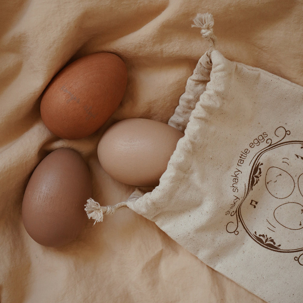 Set de 3 Hochets Oeufs - Rose - Konges Slojd