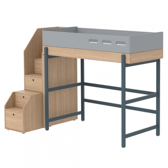 Lit mezzanine escalier Popsicle - Chêne/Blueberry Flexa Popsicle