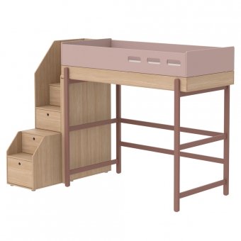 Lit mezzanine escalier Popsicle - Chêne/Cherry Flexa Popsicle