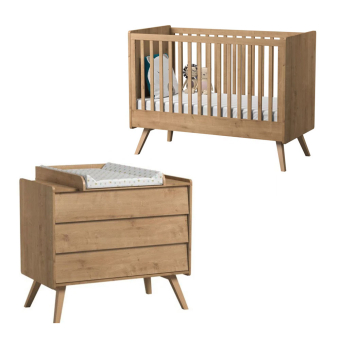 Chambre Bébé Complète évolutive Vintage Duo - Chêne Théo