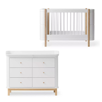 Chambre Bébé Complète évolutive Mini+ Wood - Grand plan à langer Oliver Furniture