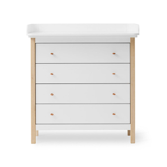 Commode et plan à langer - Blanc / Chêne Oliver Furniture