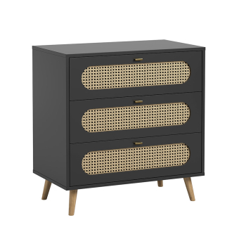 Commode 3 tiroirs à langer Canne - Noir Vox