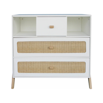 Commode cèdre et rotin Marélia - Blanc Théo