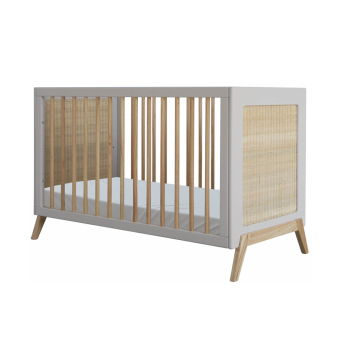Lit bébé évolutif cèdre et rotin Marélia 60x120cm - Lune Théo